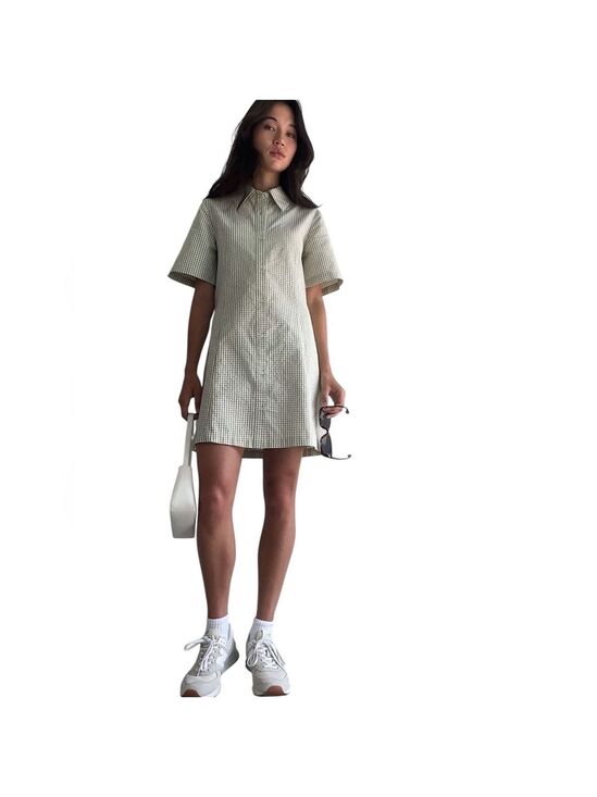 OAK + FORT Dresses & Skirts - OAK + FORT COLLARED MINI GINGHAM DRESS